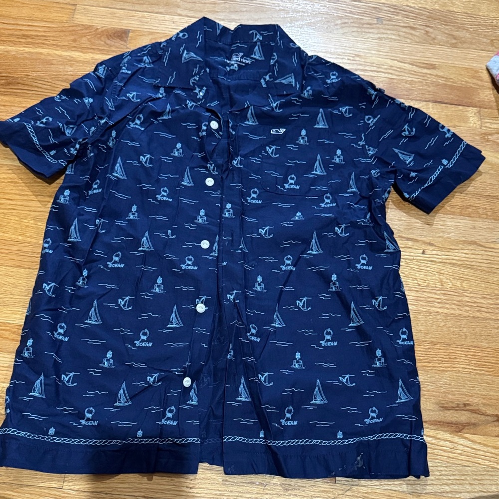 Vineyard Vines Navy Blue Kids Button Down Shirt